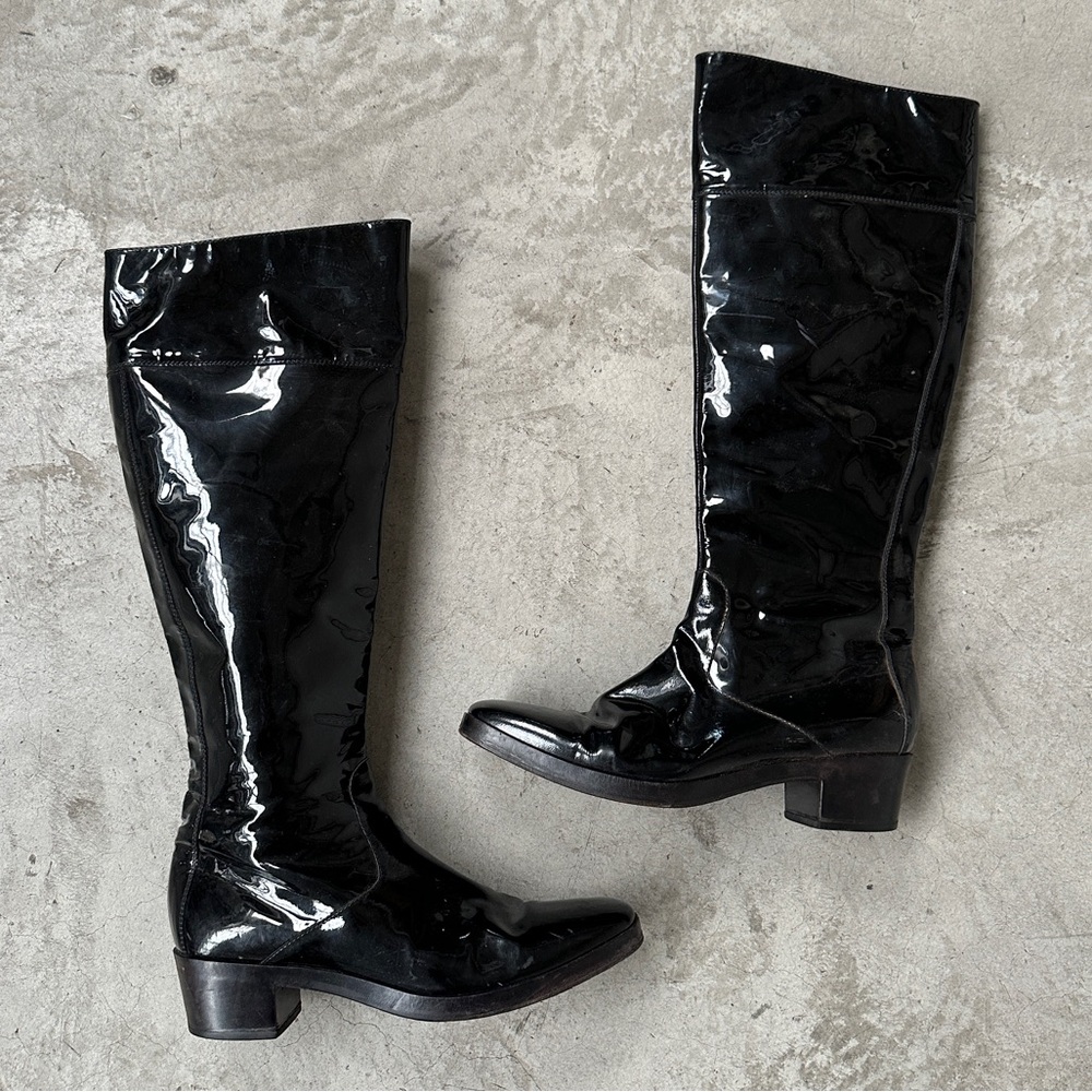 Balenciaga 38 Black Patent Leather Knee-High Boots
